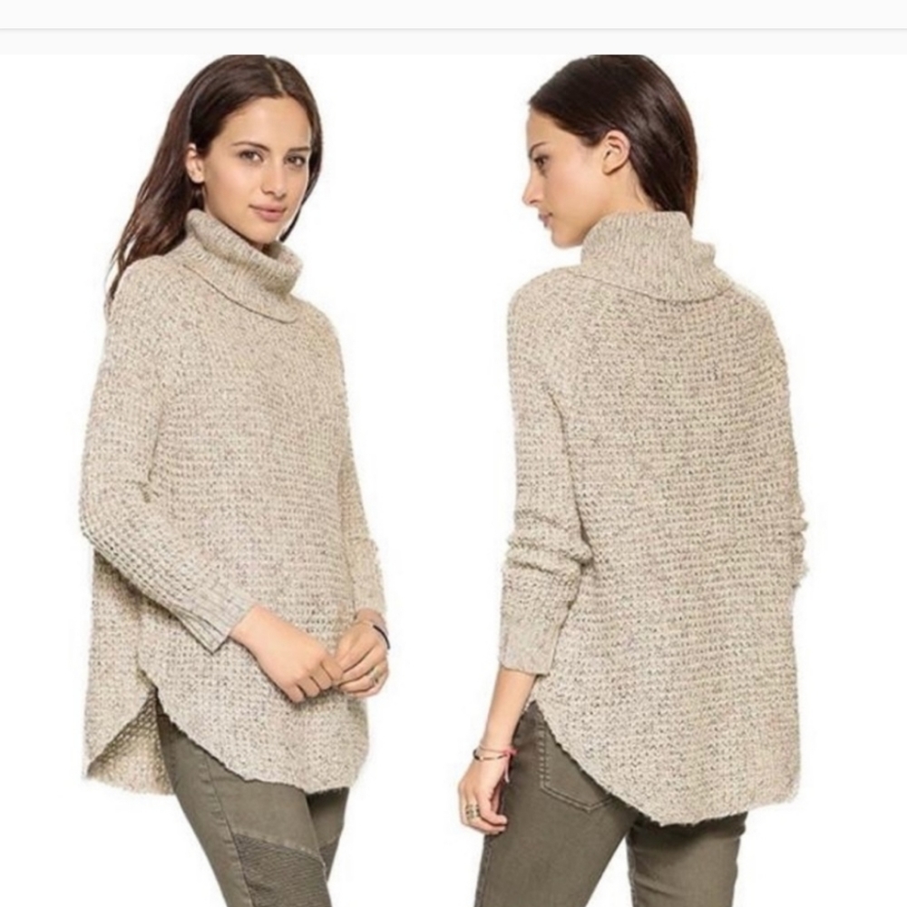 Free People Dylan Tweedy Cowl Neck Chunky Sweater Size Small